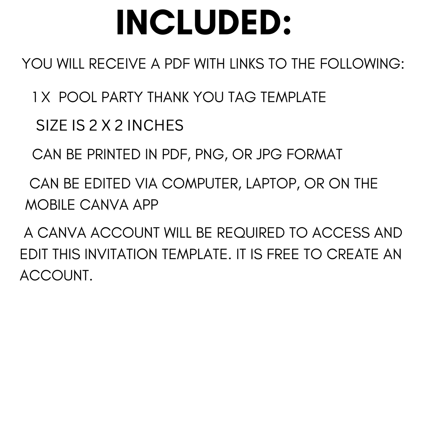 Pool Party Thank You Tags