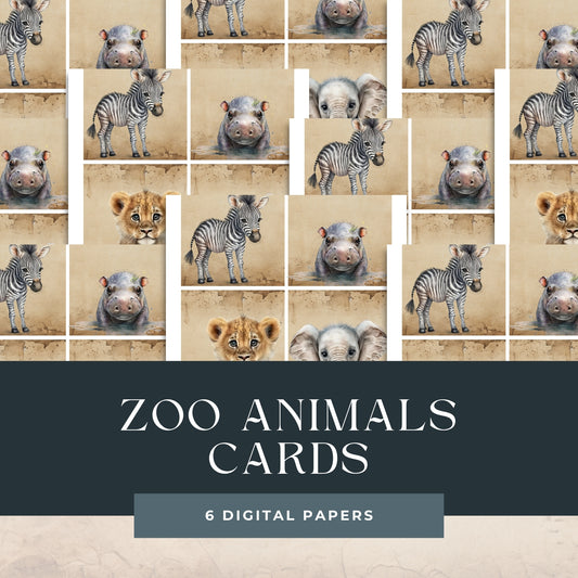 Zoo Animals Cards Portrait