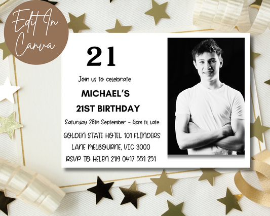21st Birthday Classic Invitation