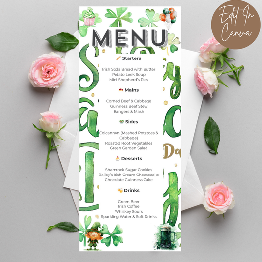 St Patricks Day Menu
