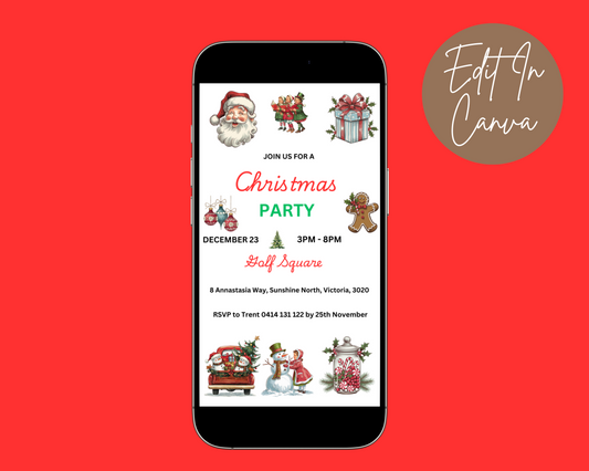 Santa Claus Christmas Party Invitation