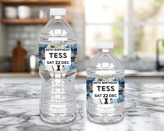 60th Birthday Water Bottle Label Female