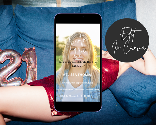 21st Birthday Invitation Custom Image