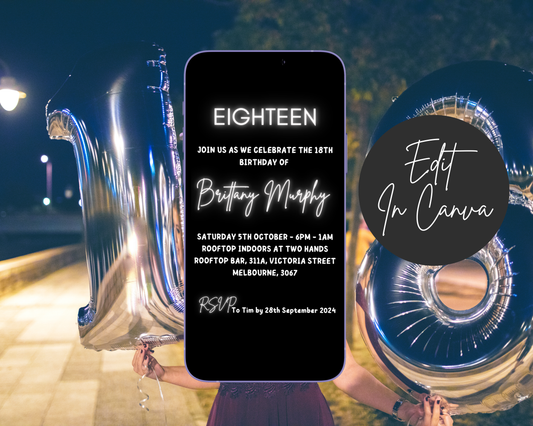 18th Birthday Party Invitation Print & Mobile