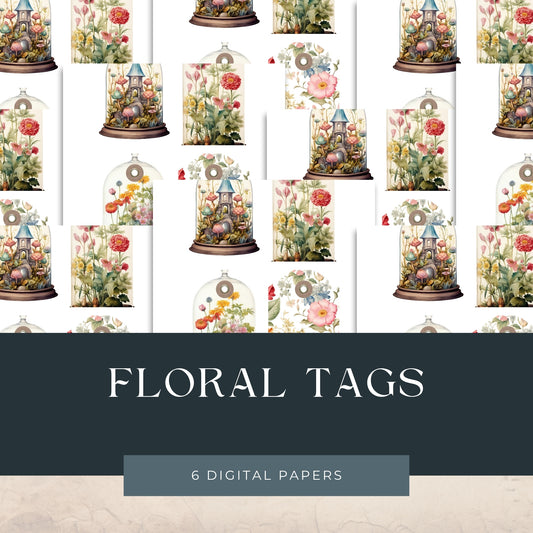 Four Floral Tags