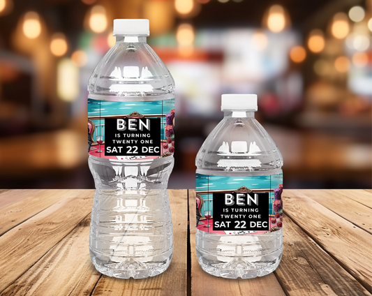 21st Birthday Water Bottle Label Male