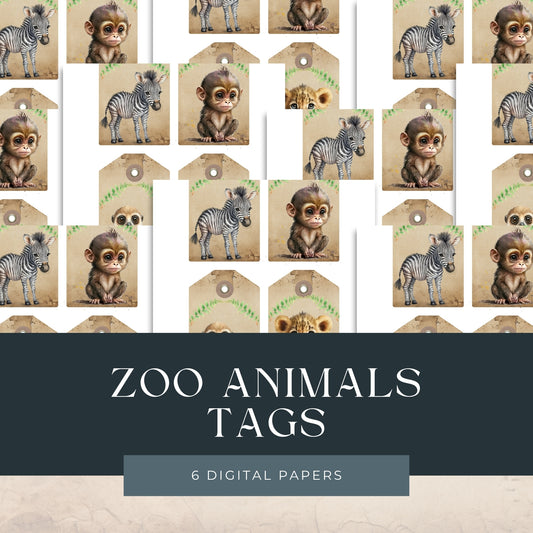 Four Zoo Animal Tags