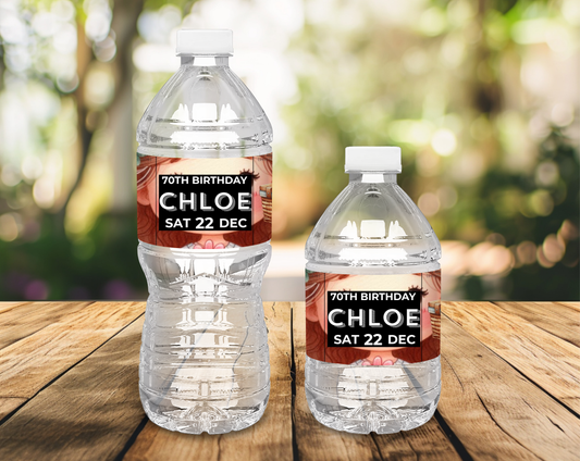 70th Birthday Water Bottle Label Female
