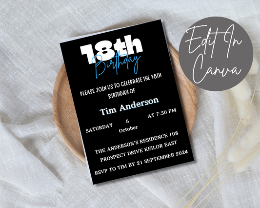 18th Birthday Invitation Simple Design Print & Mobile