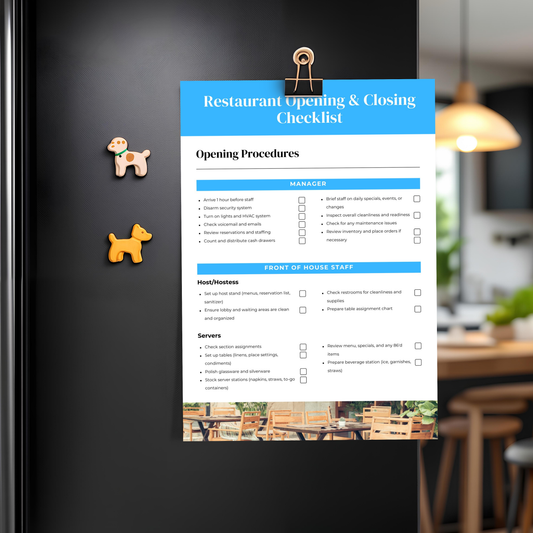 Restaurant Cleaning Checklist