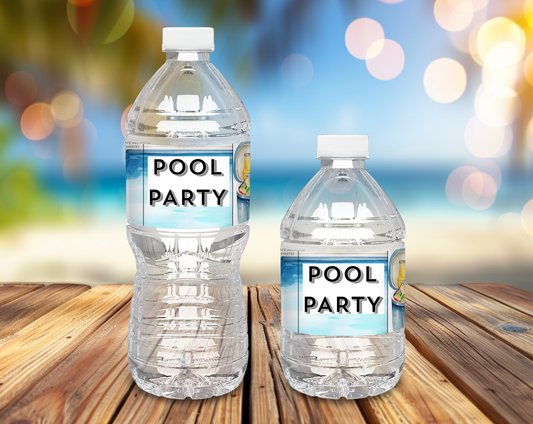 Pool Party Water Bottle Label