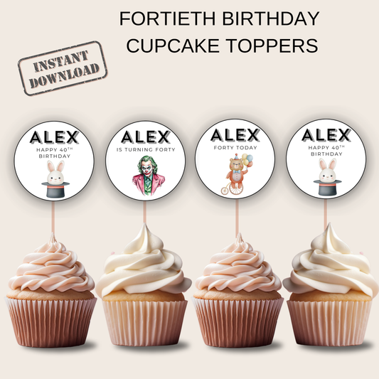 40th Birthday Cupcake Toppers Man