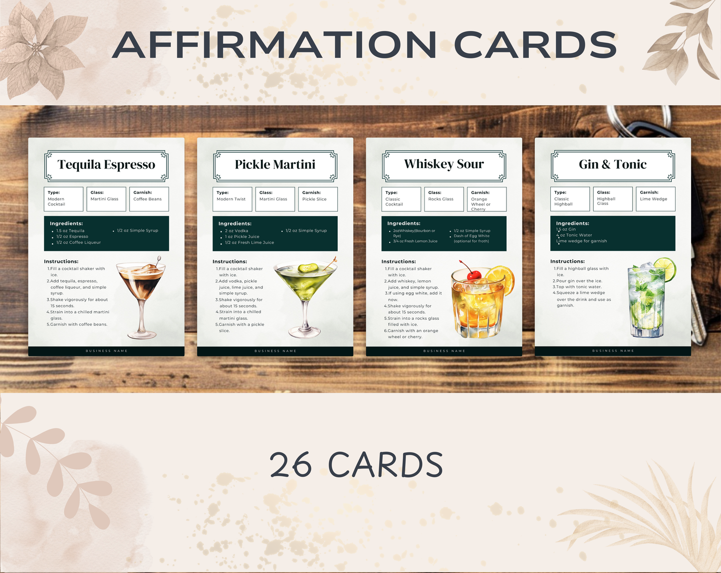 Cocktail Recipe Cards