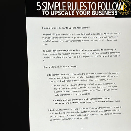 Five Simple Rules To Follow To Upscale Your Business