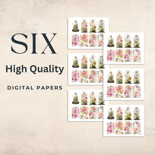 Eight Floral Tags