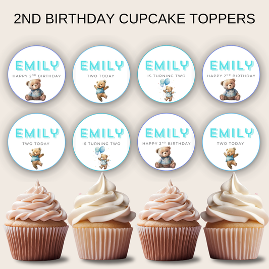 2nd Birthday Girl Cupcake Toppers