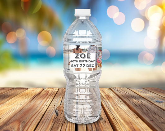 40th Birthday Water Bottle Label Female