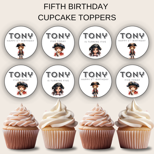 5th Birthday Cupcake Toppers Boy