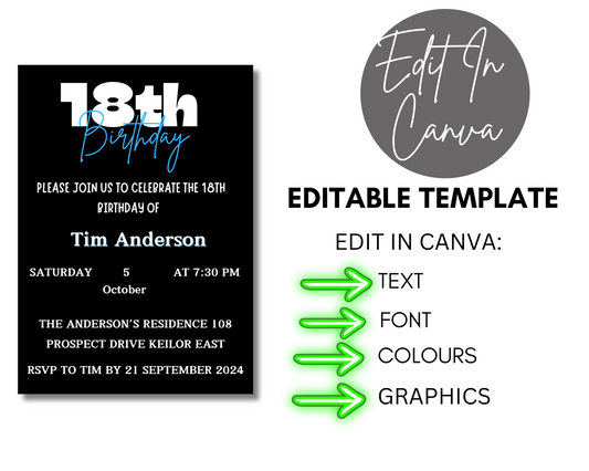 18th Birthday Invitation Simple Design Print & Mobile
