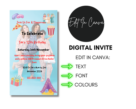 Sleepover Party Invitation Print and Mobile