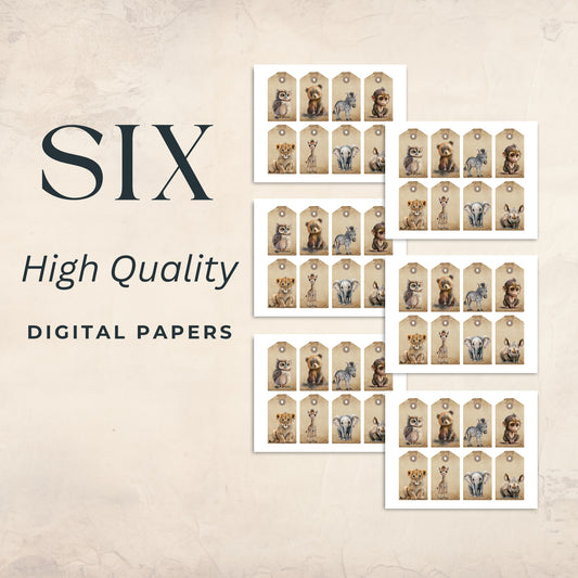 Eight Zoo Animal Tags