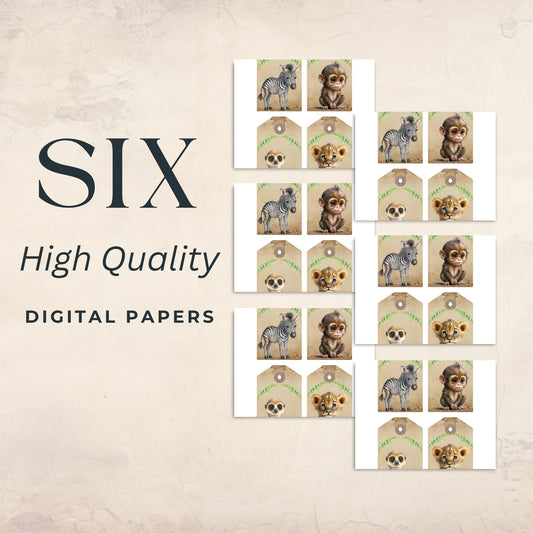 Four Zoo Animal Tags