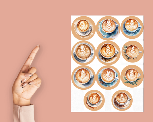 Printable Coffee Stickers | Royalty Luxury Health and Beauty