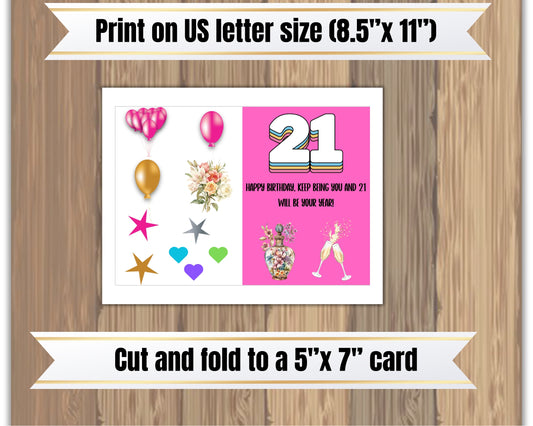 21st Birthday Girl Card