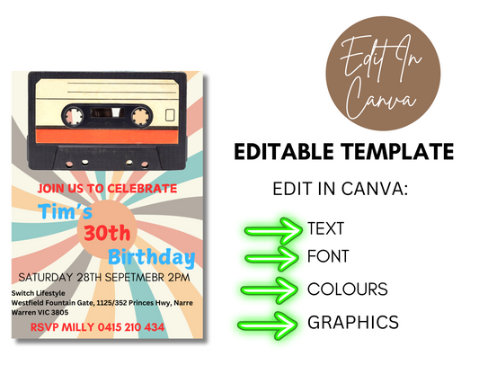 30th Birthday Invitation Retro