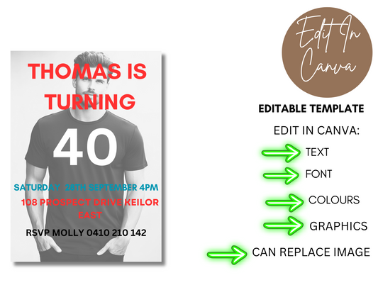 40th Birthday Invitation Classical