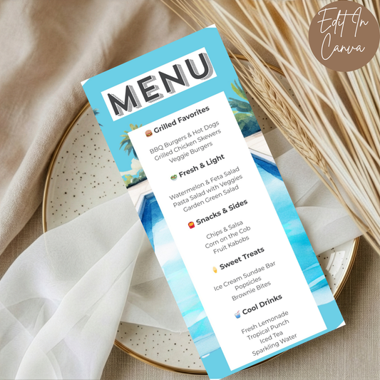 Pool Party Menu