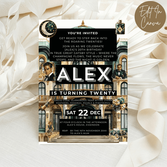 20th Birthday Invitation Male