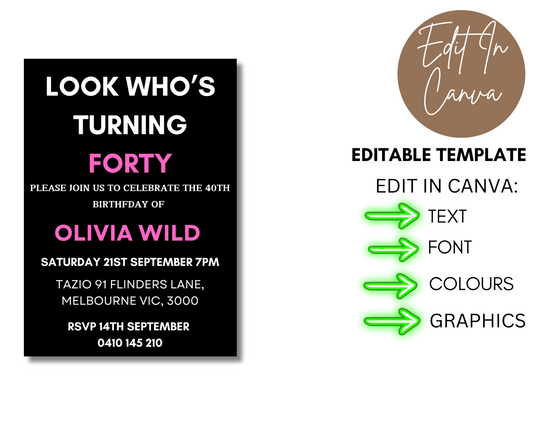 40th Birthday Girls Invitation
