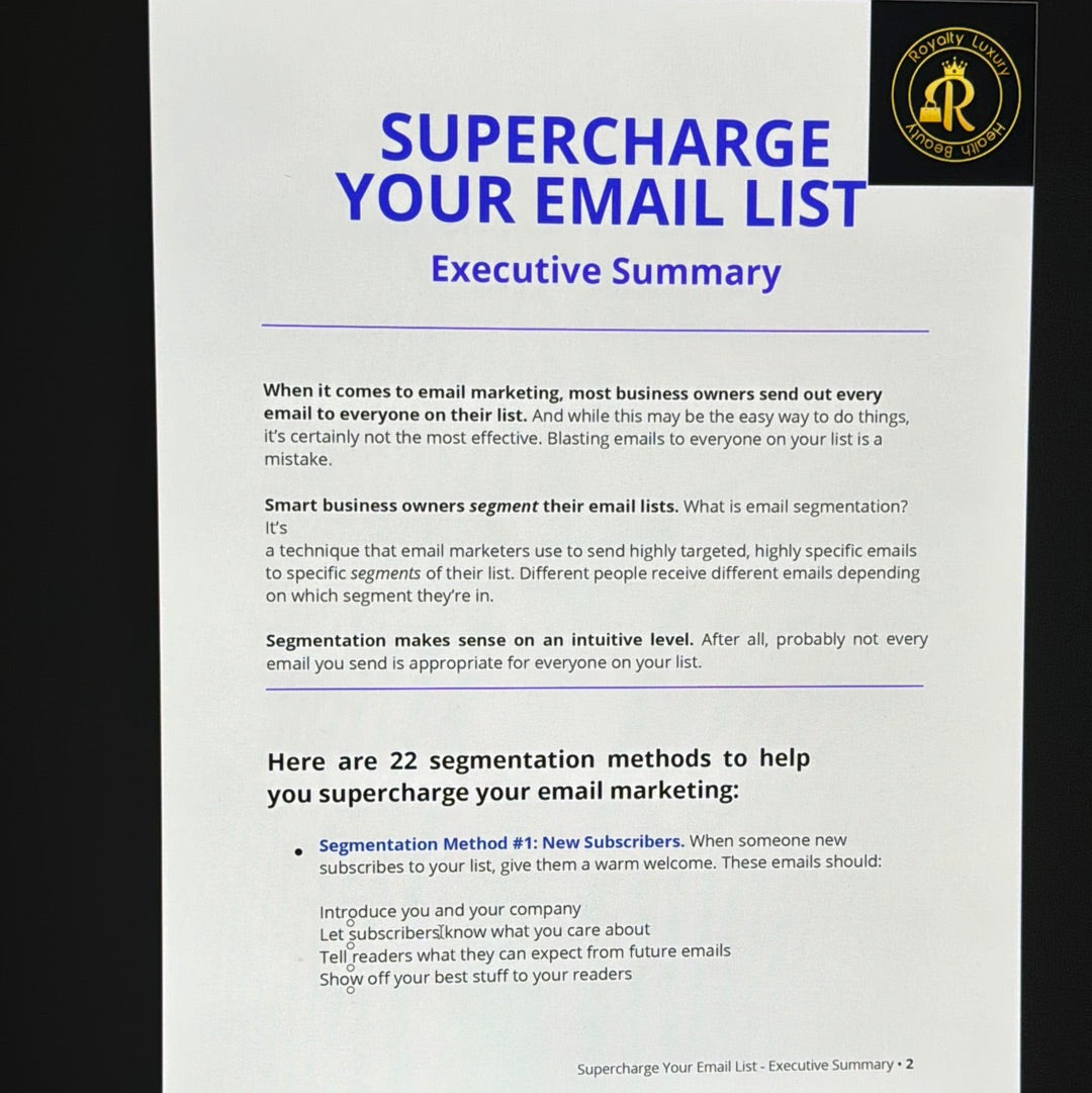 Supercharge Your Email List Executive Summary