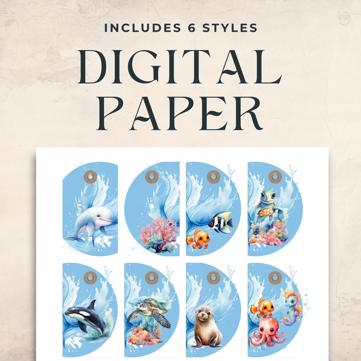 Eight Sea Animal Tags