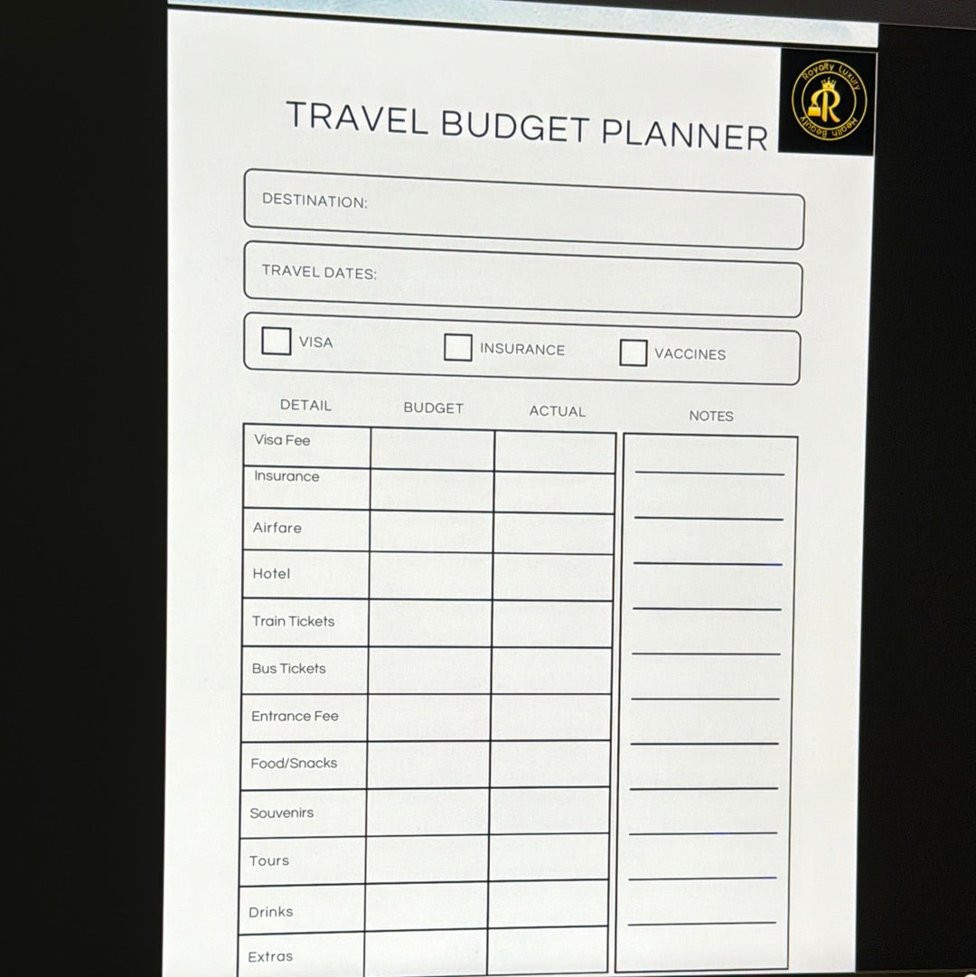 Travel Budget Planner Minimalist Design