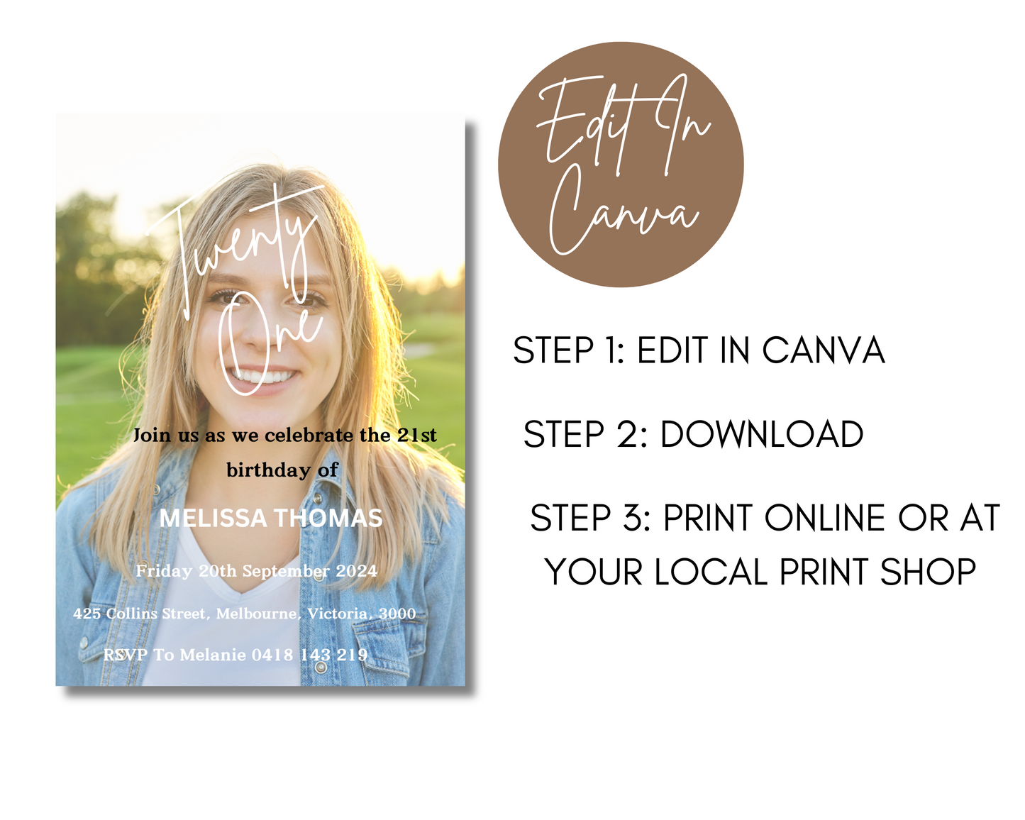 21st Birthday Invitation Custom Image