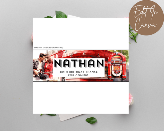 80th Birthday Chocolate Bar Wrapper Male