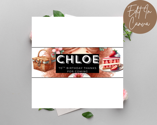 70th Birthday Chocolate Bar Wrapper