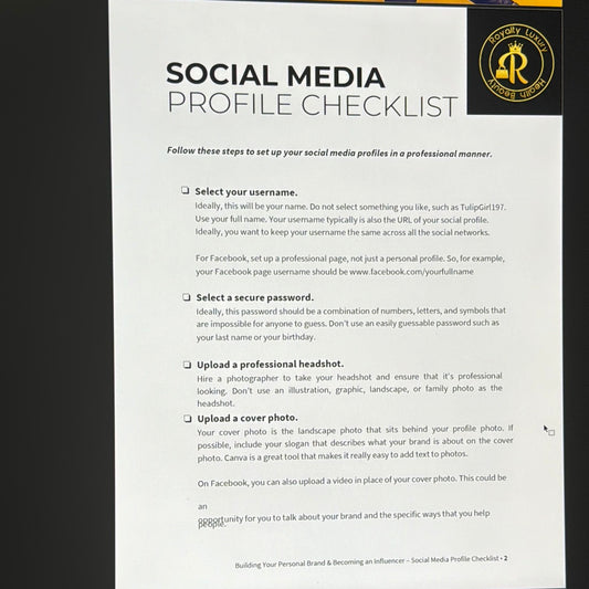 Social Media Profile Checklist