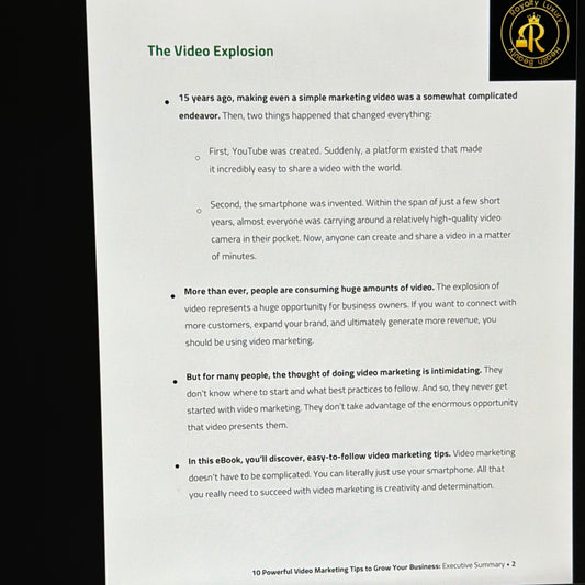 Ten Powerful Video Marketing Tips To Grow Your Business Executive Summary