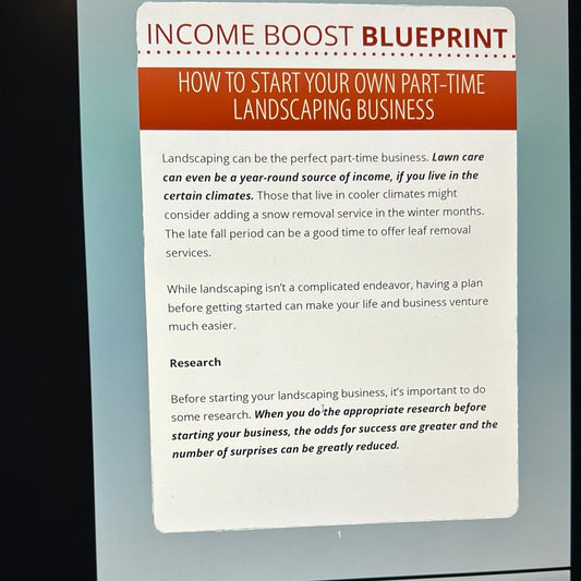 income Boost Blueprint How To Start Your Own Part-Time Landscaping Business