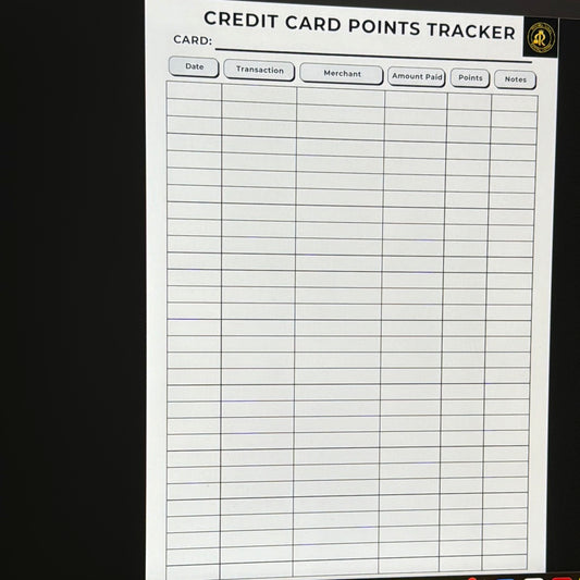 Credit Card Points Tracker Minimalist Design
