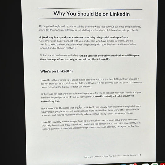 How To Use LinkedIn To Grow Your Business Executive Summary