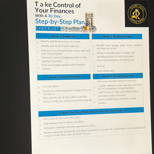 Take Control of Your Finances With A 30-Day step-By-Step Plan Checklist