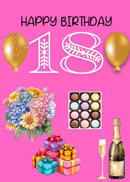 18th Birthday Card Girl