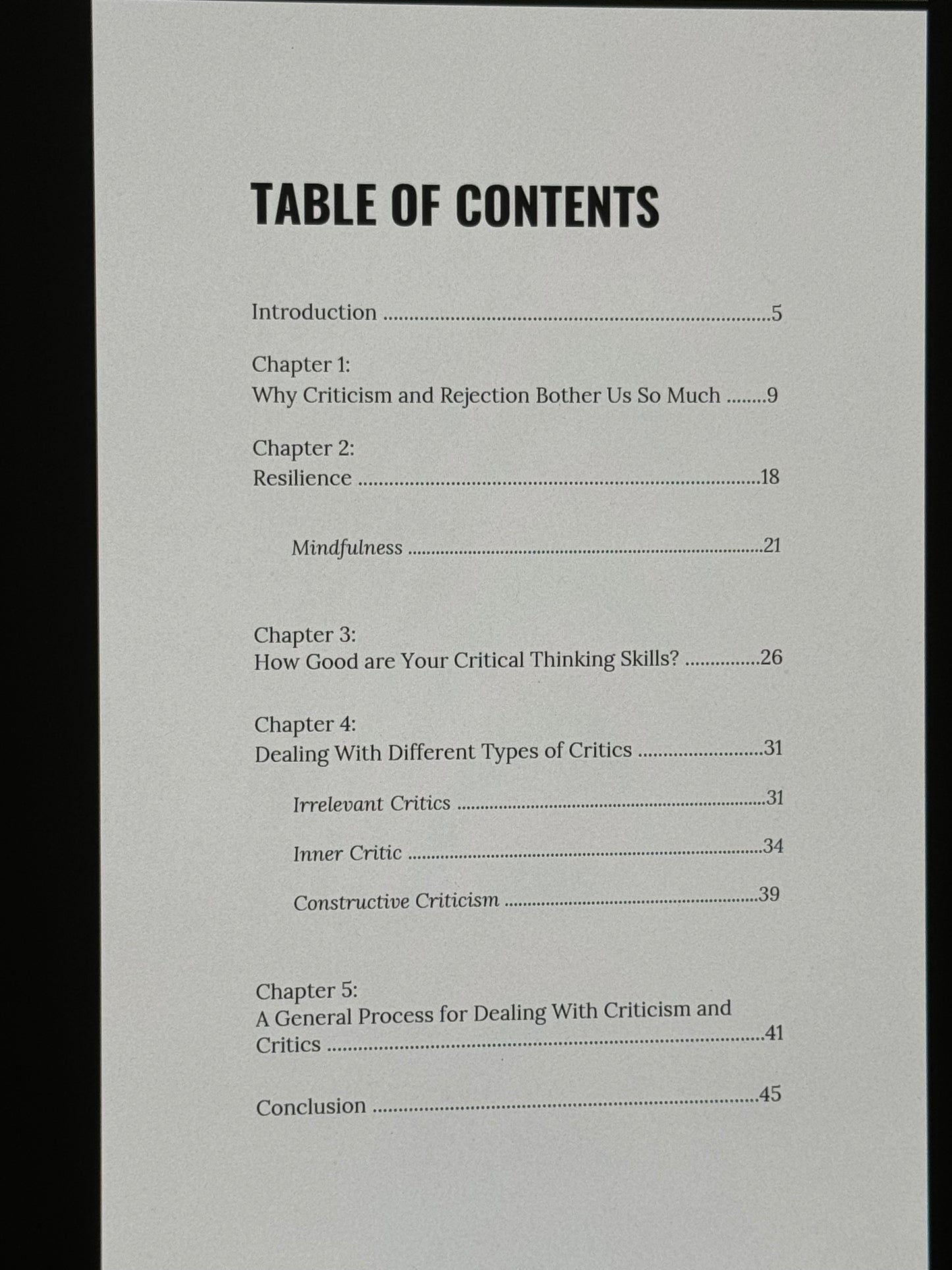 Criticism Why It Hurts and What To Do About It eBook covering criticism, rejection, resilience, mindfulness, constructive criticism, inner critics, and coping strategies