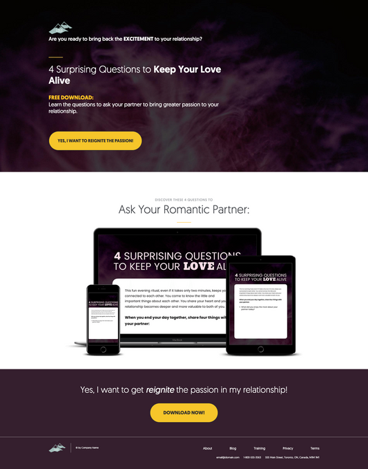4 Surprising Questions To Keep Your Love Alive Landing Page
