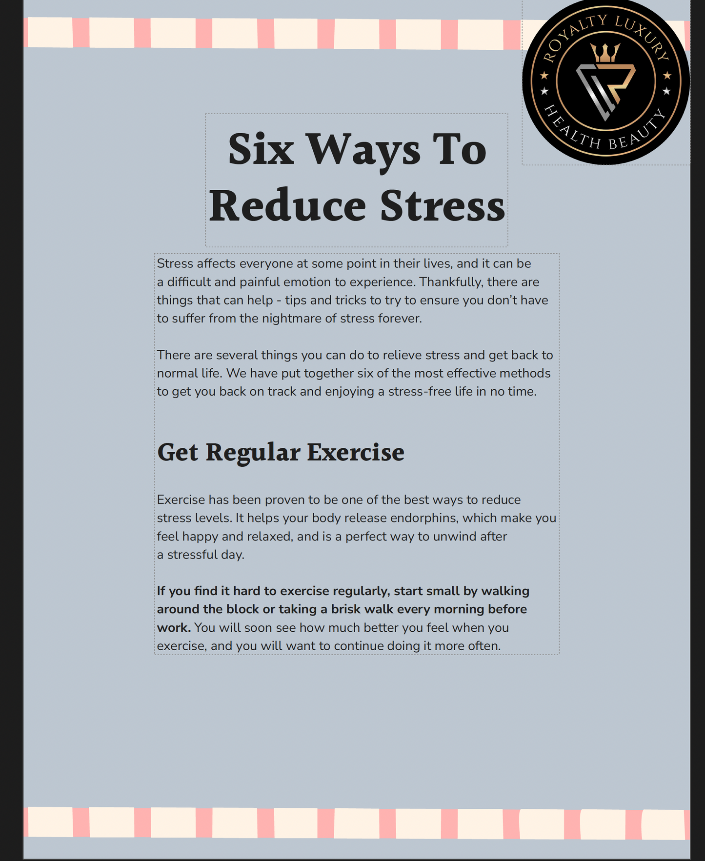 Six Ways To Reduce Stress