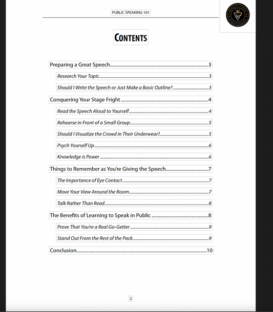 Public Speaking 101 Ebook
